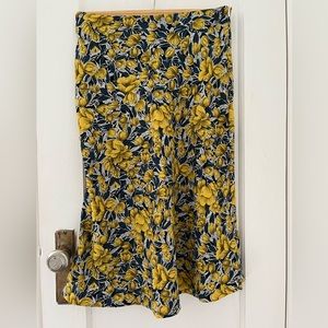 Yellow Floral Midi Skirt